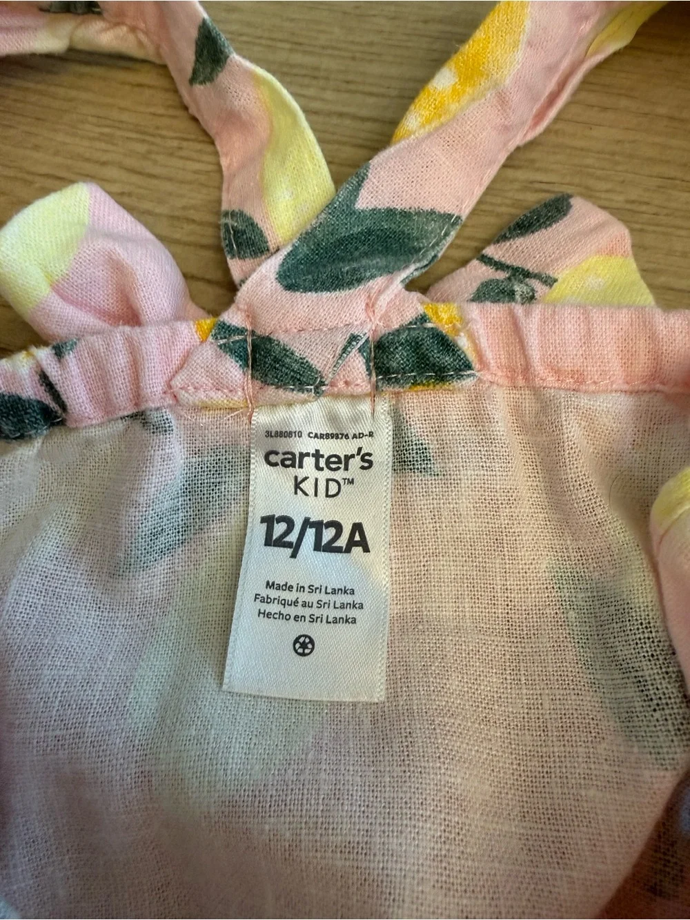 Carter's Pink Lemon Print Ruffle-Shoulder Dress